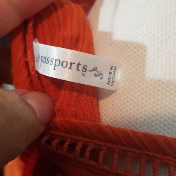 Passports, Orange Split Frnt/Back, Bell Sleeve Top - Picture 7 of 8
